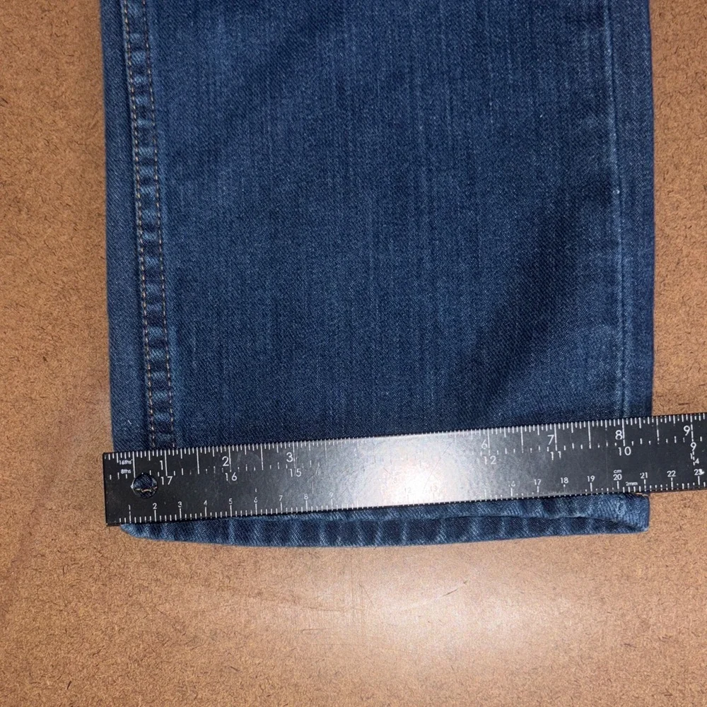 Levi's 505 Straight Jeans in Dark Blue with Tan Patch - Picture 5 of 12